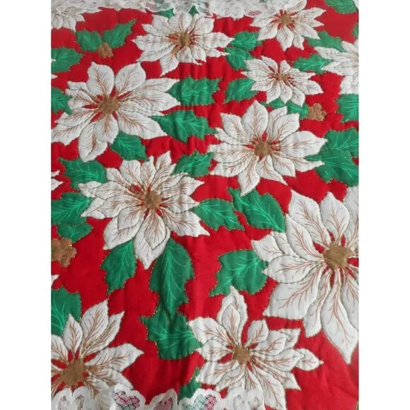 Poinsettia Christmas Wall Hanging Holiday Home Decoration Square Shape 22.5" - Picture 4 of 8